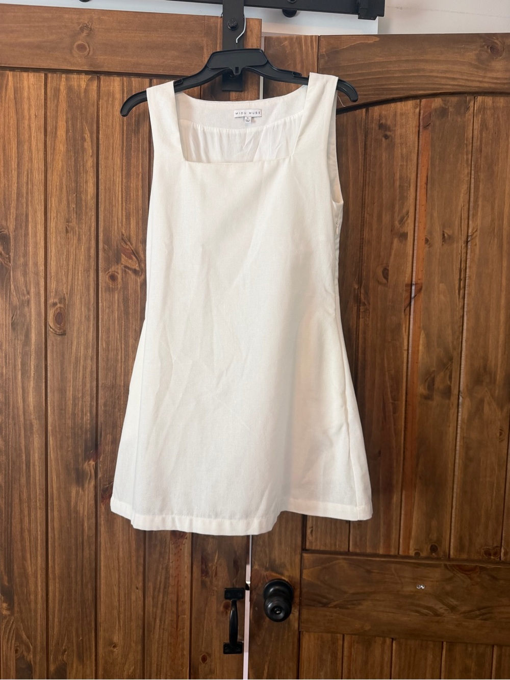 Miou Muse square neck linen blend dress
